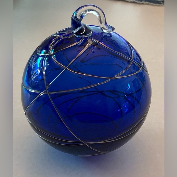 PartyLite Cobalt Blue Hand Blown Art Glass Ball - Picture 13 of 13